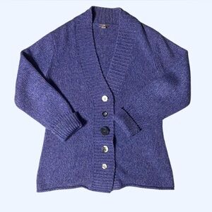 J. Jill Purple Button-up Knit Cardigan